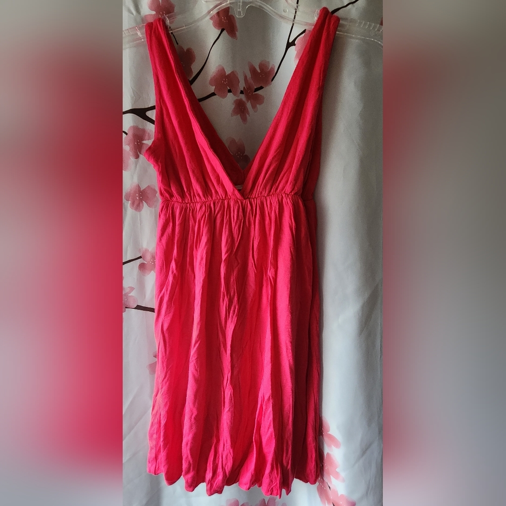 Lani Pink Deep Double Vneck Tank Top Bubble Bottom Tunic Soft Size Small